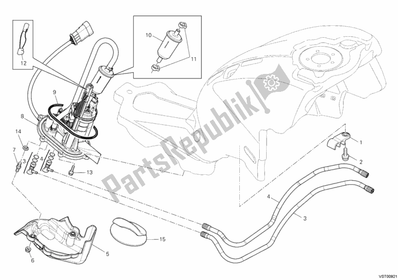 Alle onderdelen voor de Benzine Pomp van de Ducati Monster 796 ABS USA 2013